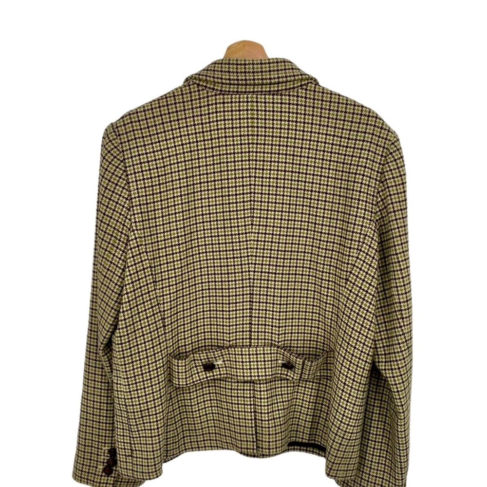 TALBOTS Houndstooth Brown Green wool viscose blazer jacket Excellent CLASSIC - Picture 8 of 10